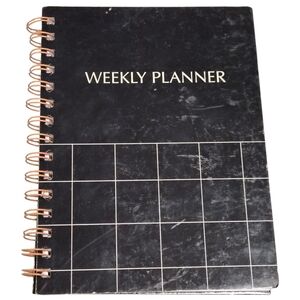 Weekly Planner Spiral Bound Undated Black Minimal Grid Notebook New Unused